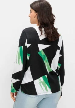 Langarmshirt mit Grafikprint und Reißverschluss<sheego New