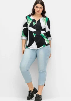 Langarmshirt mit Grafikprint und Reißverschluss<sheego New