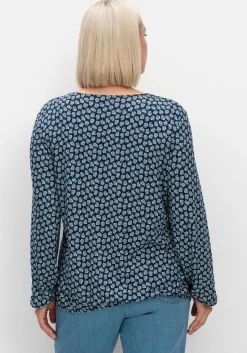 Langarmshirt mit Minimalprint und Saum-Gummizug<sheego Best