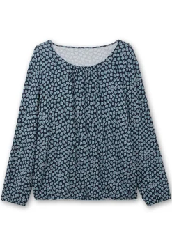 Langarmshirt mit Minimalprint und Saum-Gummizug<sheego Best