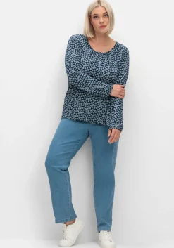 Langarmshirt mit Minimalprint und Saum-Gummizug<sheego Best