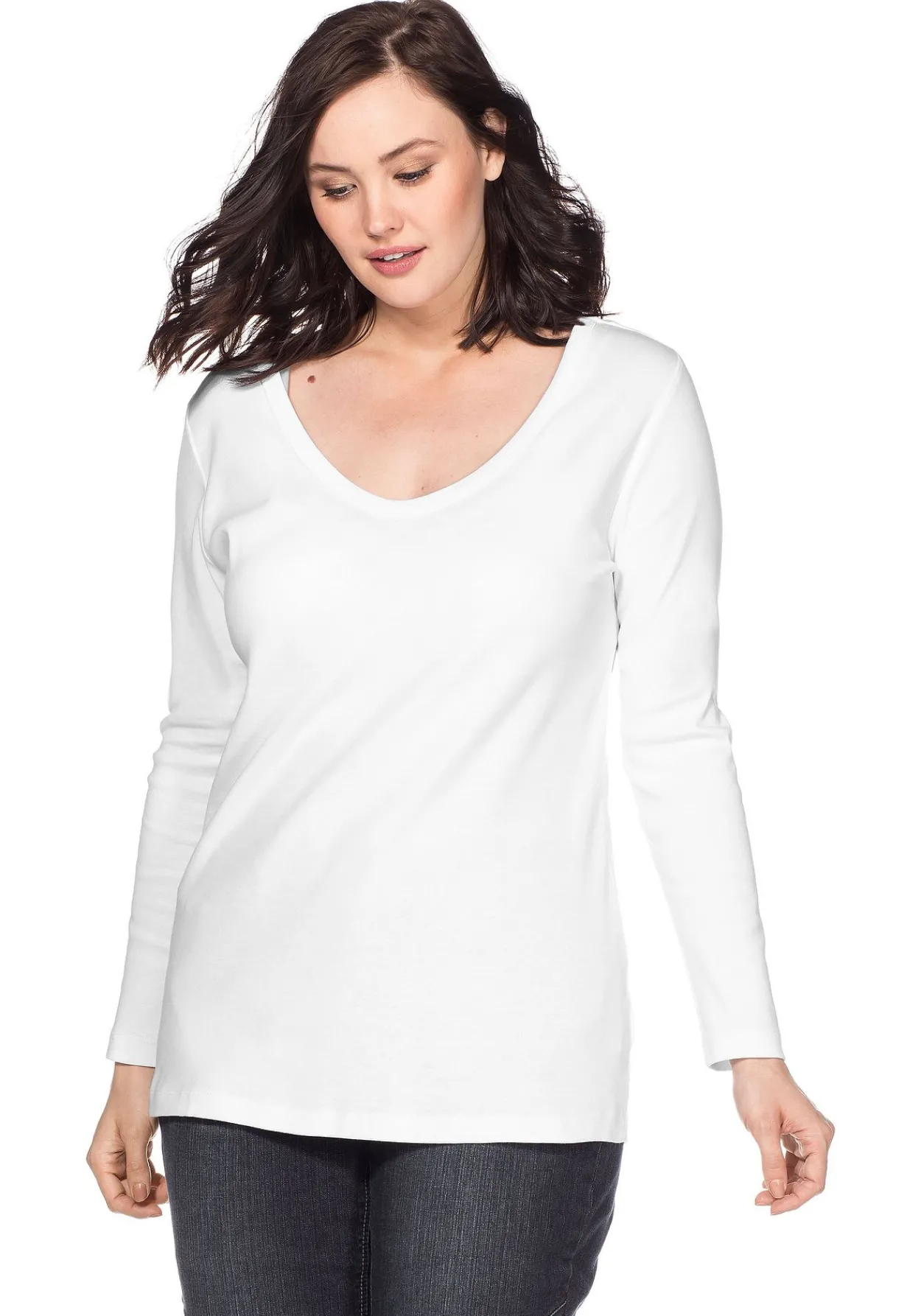 Langarmshirt mit Rundhalsausschnitt, in Rippqualität<sheego Sale