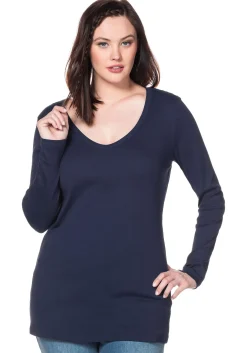 Langarmshirt mit Rundhalsausschnitt, in Rippqualität<sheego Sale