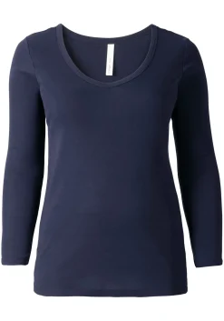 Langarmshirt mit Rundhalsausschnitt, in Rippqualität<sheego Sale