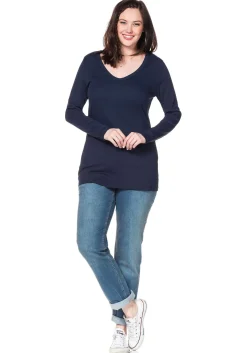Langarmshirt mit Rundhalsausschnitt, in Rippqualität<sheego Sale