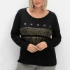 Langarmshirt mit Ösen- und Nietenverzierung<sheego Online