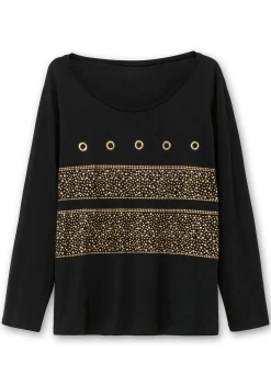 Langarmshirt mit Ösen- und Nietenverzierung<sheego Online