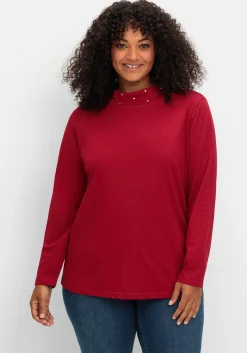 Langarmshirt mit Stehkragen und Glitzerdetails<sheego Sale
