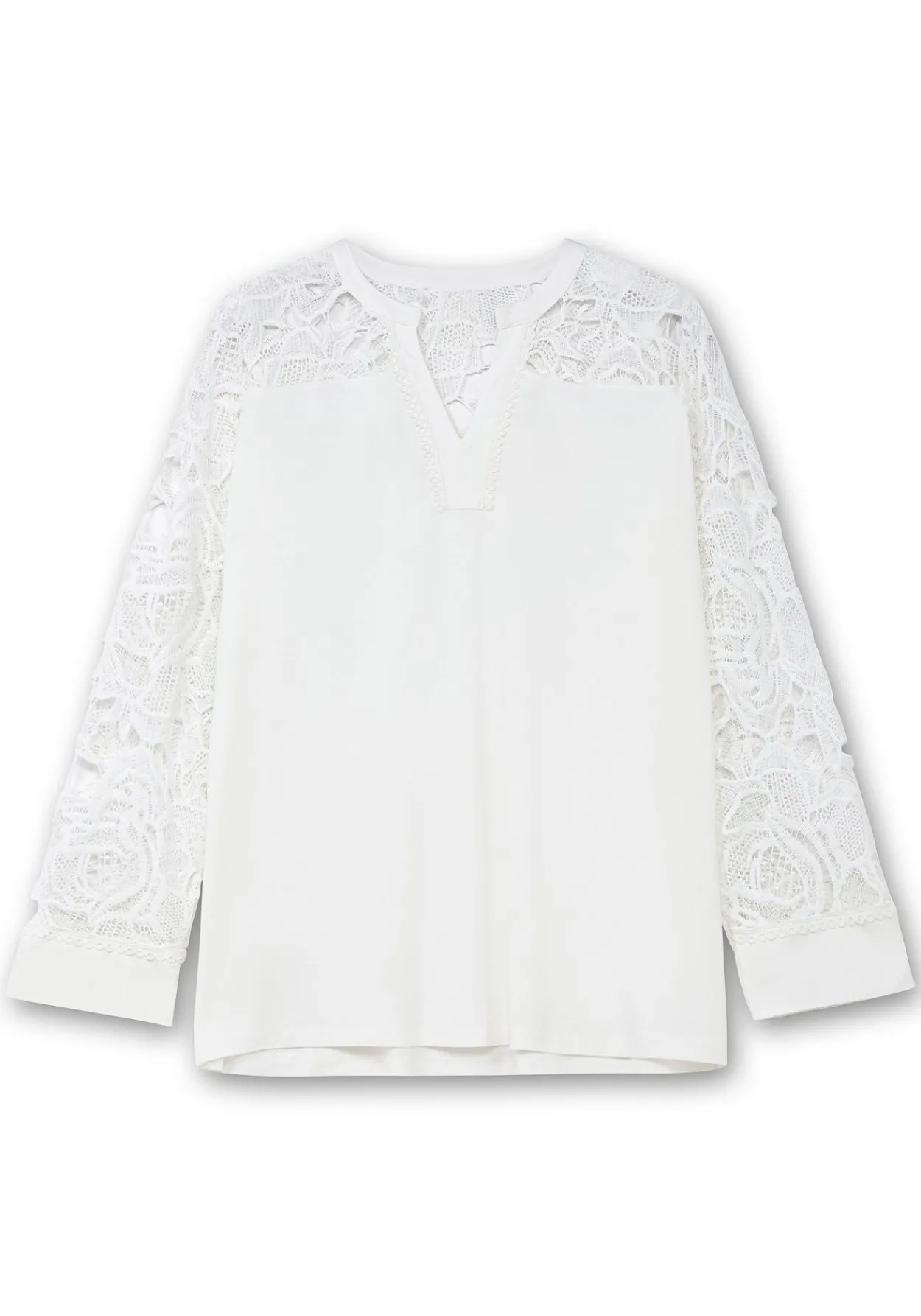 Langarmshirt mit transparenter Spitze<creation L Discount