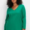 Langarmshirt mit V-Ausschnitt, in leichter A-Linie<sheego Fashion