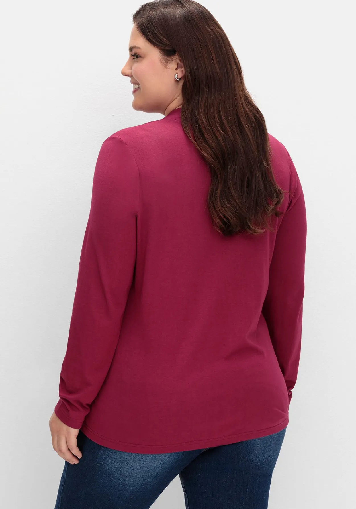 Langarmshirt mit V-Ausschnitt, vorn doppellagig<sheego Outlet