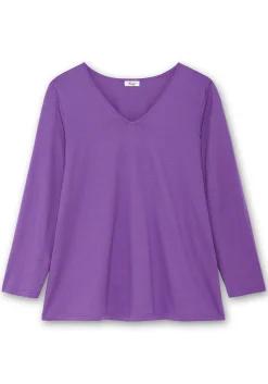 Langarmshirt mit V-Ausschnitt, in leichter A-Linie<sheego Fashion