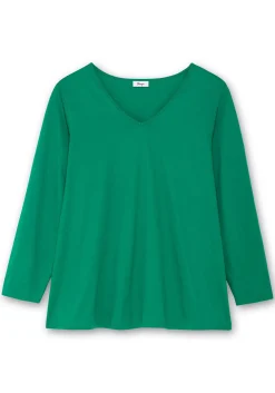 Langarmshirt mit V-Ausschnitt, in leichter A-Linie<sheego Fashion