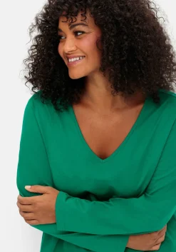 Langarmshirt mit V-Ausschnitt, in leichter A-Linie<sheego Fashion