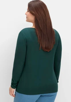 Langarmshirt mit Zierfalten am V-Ausschnitt, A-Linie<sheego by Joe Browns New