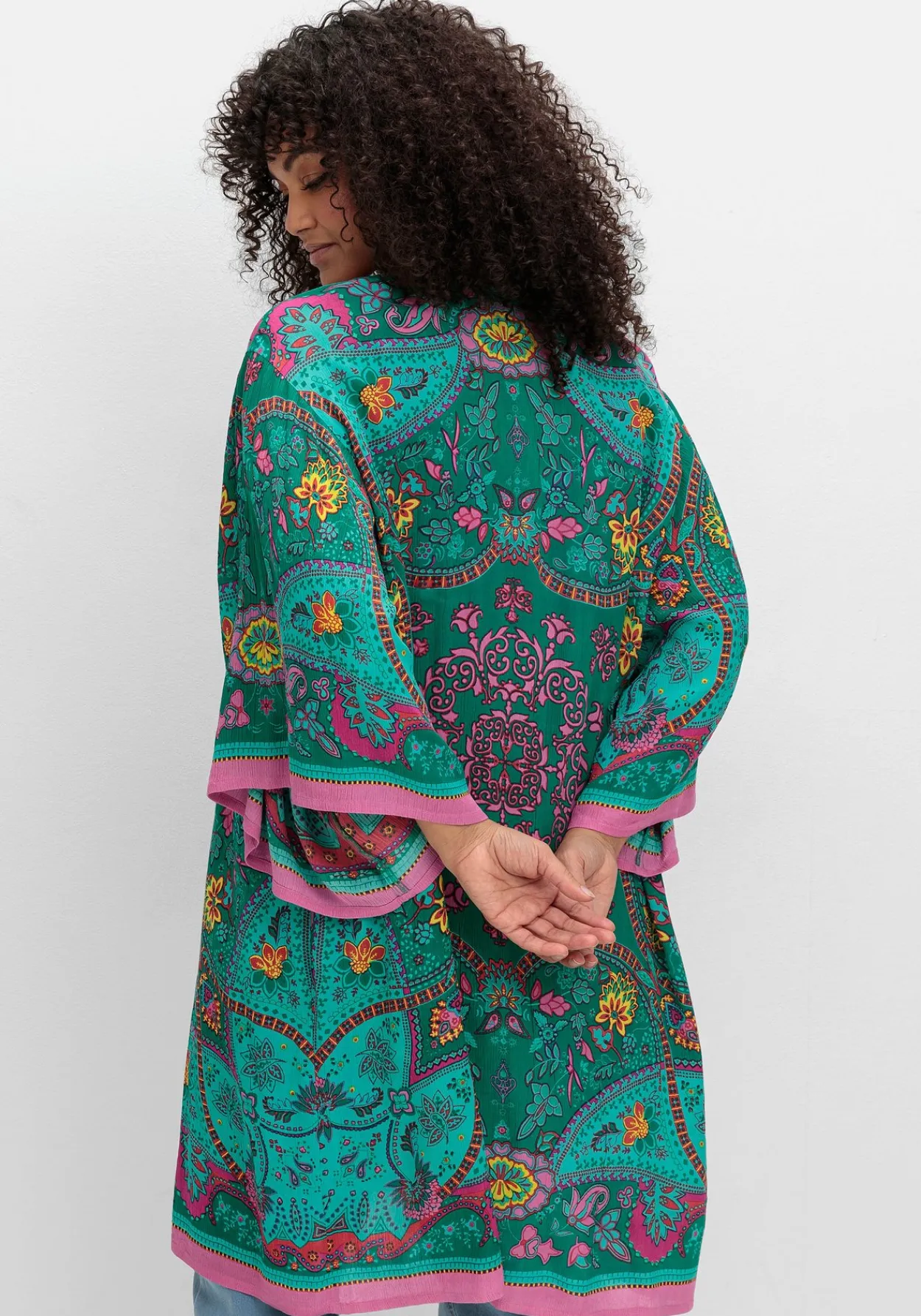Lange Blusenjacke mit Ornament- und Bordürenprint<sheego by Joe Browns Hot