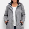 Lange Kapuzenjacke mit Kontrastdetails<sheego Online