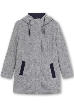Lange Kapuzenjacke mit Kontrastdetails<sheego Online