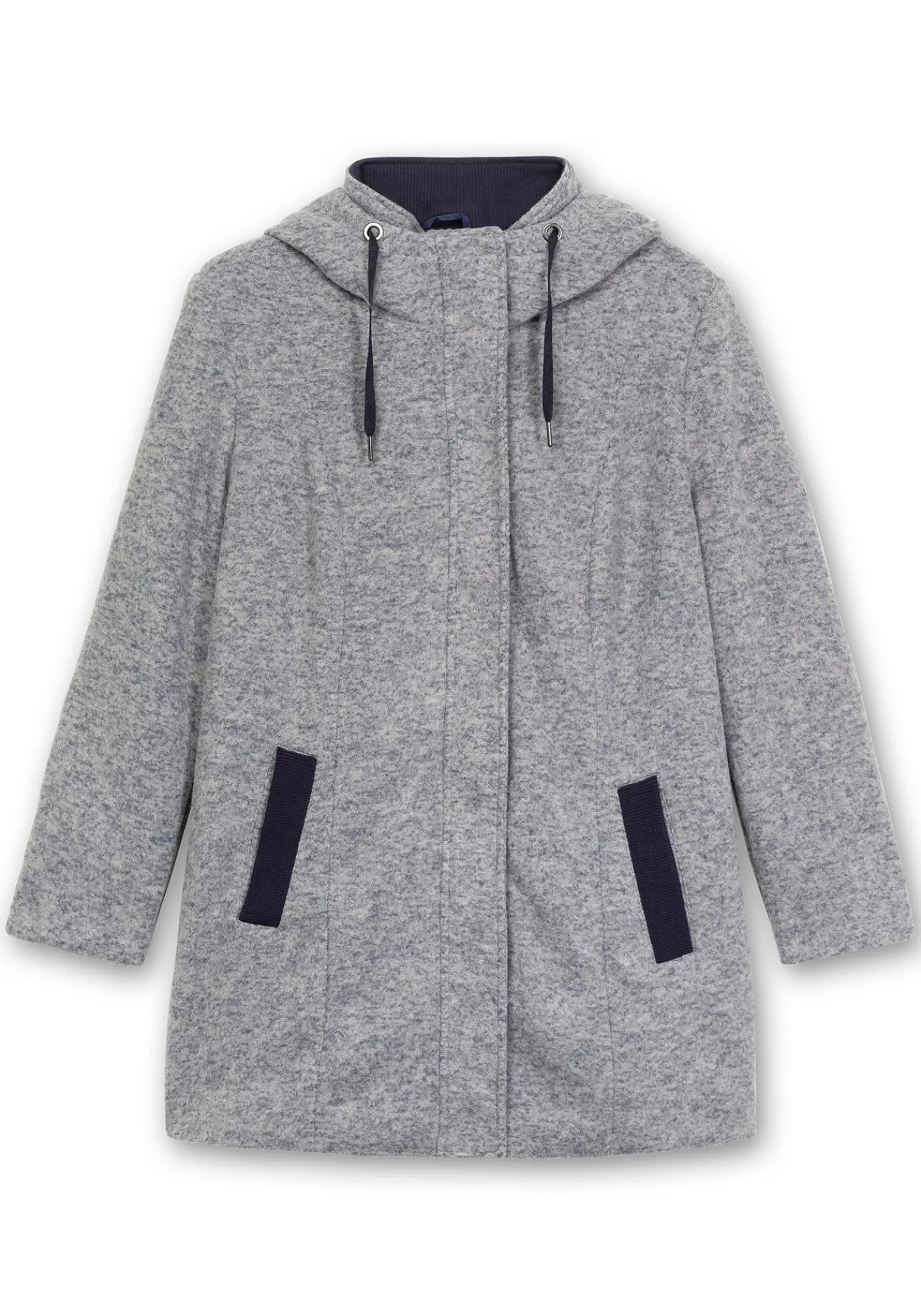 Lange Kapuzenjacke mit Kontrastdetails<sheego Online