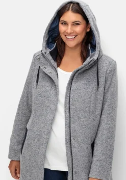 Lange Kapuzenjacke mit Kontrastdetails<sheego Online