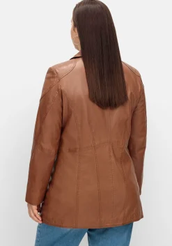 Lange Lederjacke aus Lammnappa, mit Reverskragen<sheego Fashion