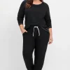 Lange Schlafhose mit schmalem Bein und Kontrastdetails<sheego Best