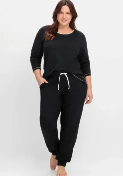 Lange Schlafhose mit schmalem Bein und Kontrastdetails<sheego Best