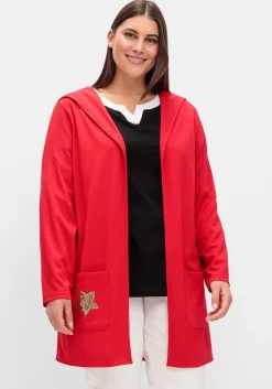 Lange Shirtjacke mit Pailletten-Print im Rücken<sheego Fashion