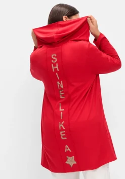 Lange Shirtjacke mit Pailletten-Print im Rücken<sheego Fashion