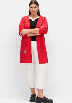 Lange Shirtjacke mit Pailletten-Print im Rücken<sheego Fashion
