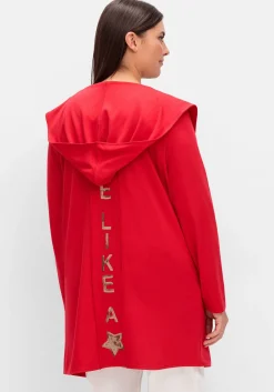 Lange Shirtjacke mit Pailletten-Print im Rücken<sheego Fashion
