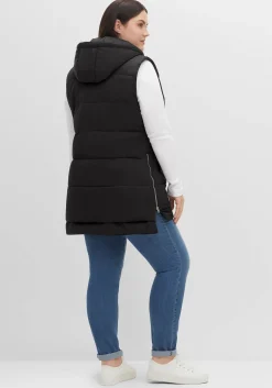 Lange Steppweste im Lagenlook, mit Kapuze<sheego Hot