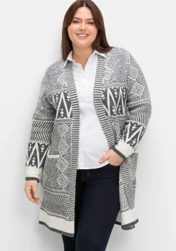 Lange Strickjacke im Jacquard-Mustermix<sheego by Joe Browns Sale