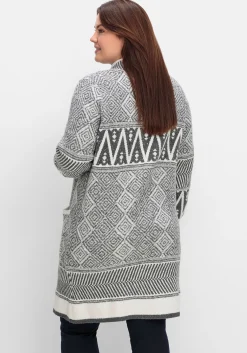 Lange Strickjacke im Jacquard-Mustermix<sheego by Joe Browns Sale