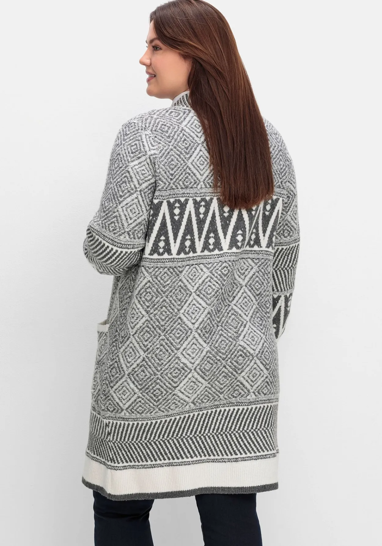 Lange Strickjacke im Jacquard-Mustermix<sheego by Joe Browns Sale