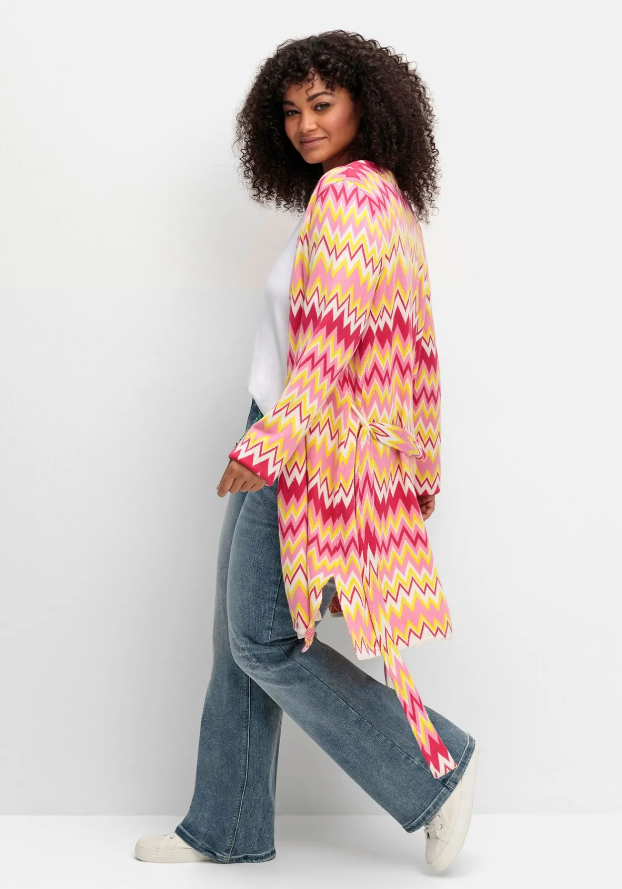 Lange Strickjacke im Zickzack-Jacquardmuster<sheego by Joe Browns Best