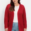 Lange Strickjacke in Grobstrick-Optik, offene Form<sheego x Collection L. Hot