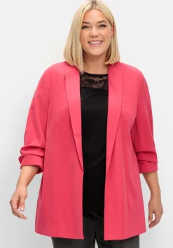 Langer Blazer mit Schalkragen und gerafftem 3/4-Arm<sheego Online