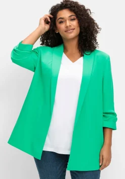 Langer Blazer mit Schalkragen und gerafftem 3/4-Arm<sheego Hot