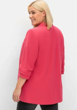 Langer Blazer mit Schalkragen und gerafftem 3/4-Arm<sheego Online