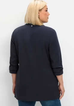 Langer Blazer mit Schalkragen und gerafftem 3/4-Arm<sheego Discount
