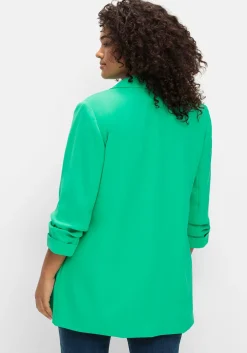 Langer Blazer mit Schalkragen und gerafftem 3/4-Arm<sheego Hot