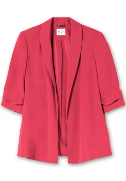 Langer Blazer mit Schalkragen und gerafftem 3/4-Arm<sheego Online