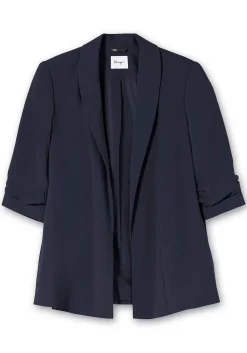 Langer Blazer mit Schalkragen und gerafftem 3/4-Arm<sheego Discount