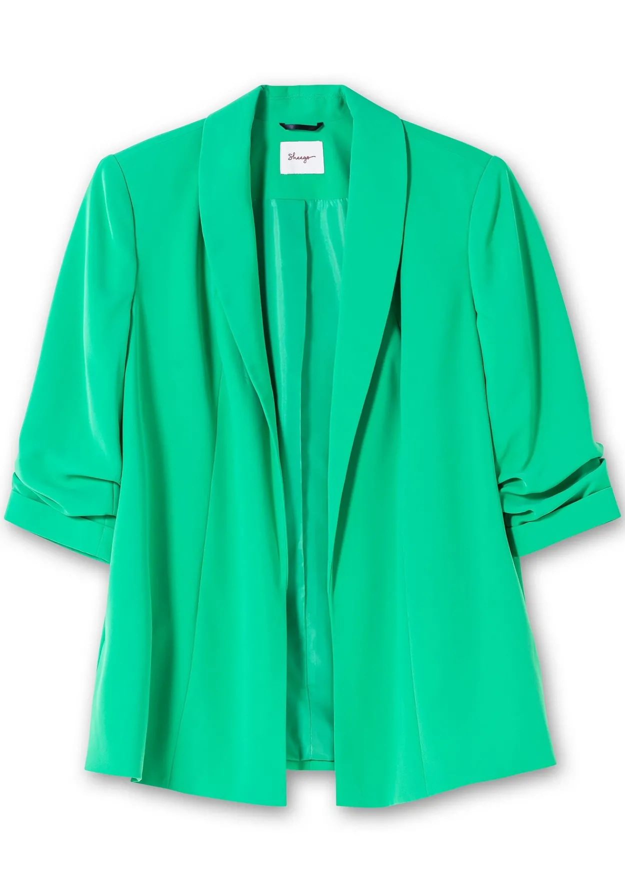 Langer Blazer mit Schalkragen und gerafftem 3/4-Arm<sheego Hot