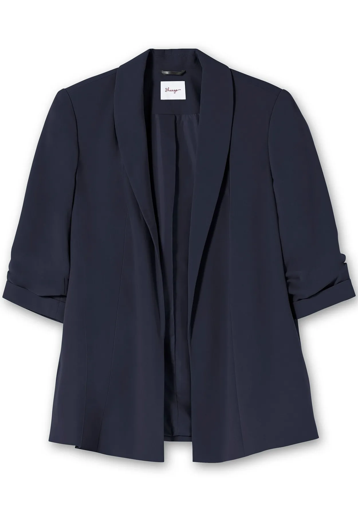 Langer Blazer mit Schalkragen und gerafftem 3/4-Arm<sheego Discount