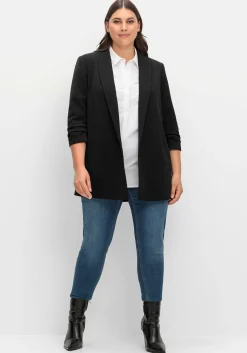 Langer Blazer mit Schalkragen und gerafftem 3/4-Arm<sheego Clearance