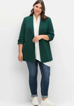 Langer Blazer mit Schalkragen und gerafftem 3/4-Arm<sheego Sale