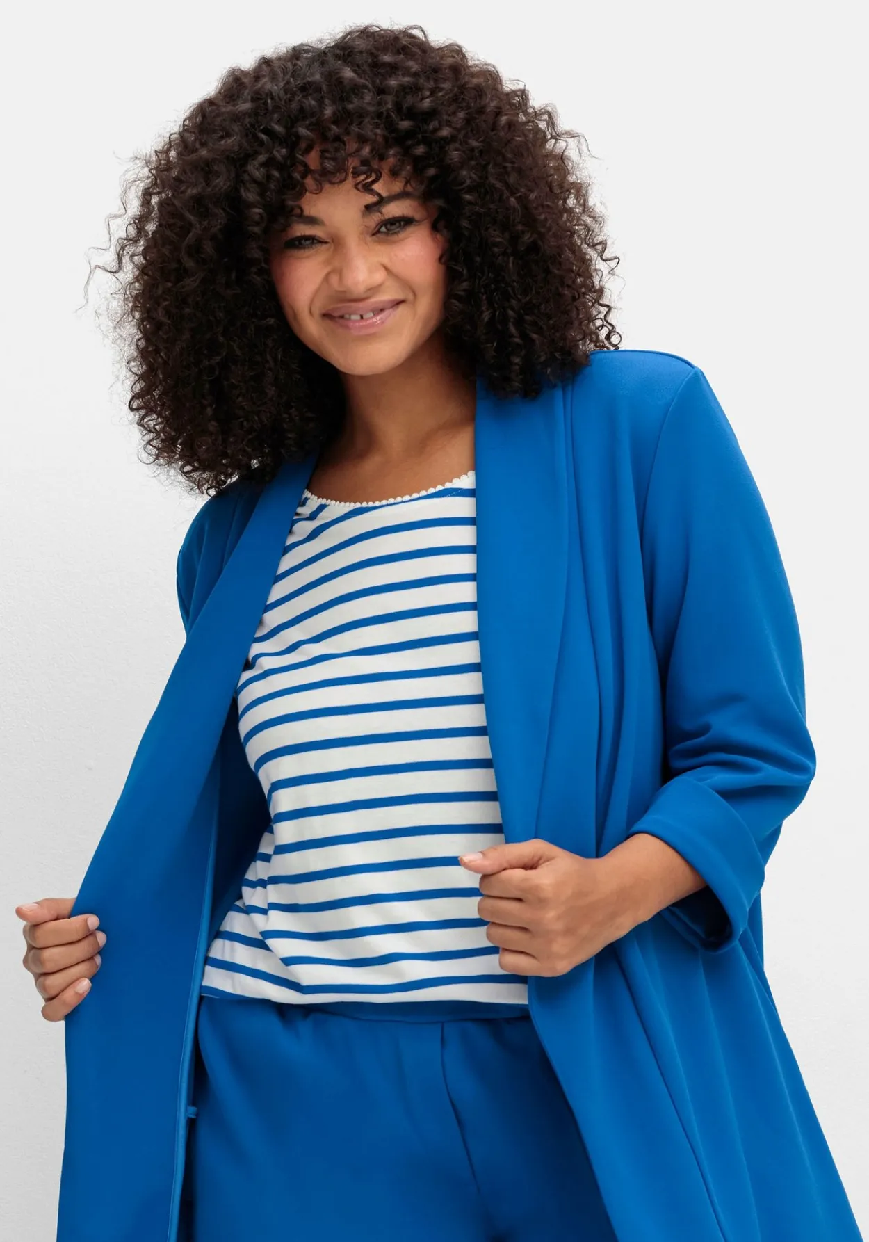 Langer Blazer mit Schalkragen und 3/4-Ärmeln<sheego Discount