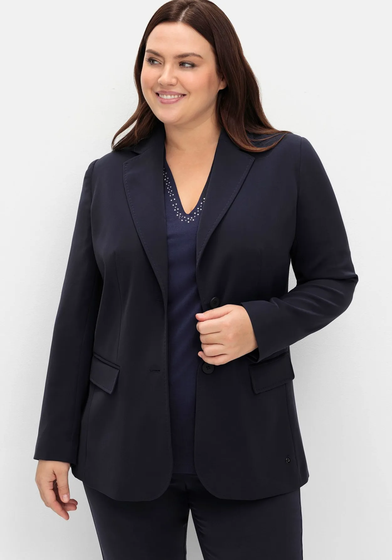 Langer, taillierter Blazer mit Reverskragen<sheego Hot